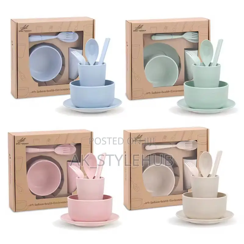 6pcs Tableware Set Wheat Straw Cutlery