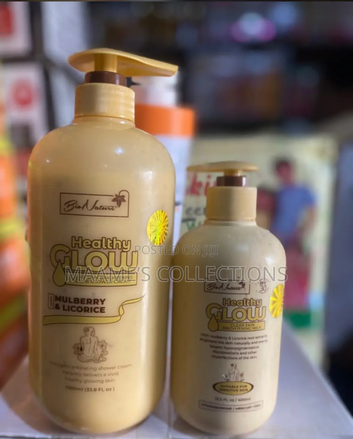 Healthy Glow Ultra Lightening Scrub Shower Cream and Body Lotion.