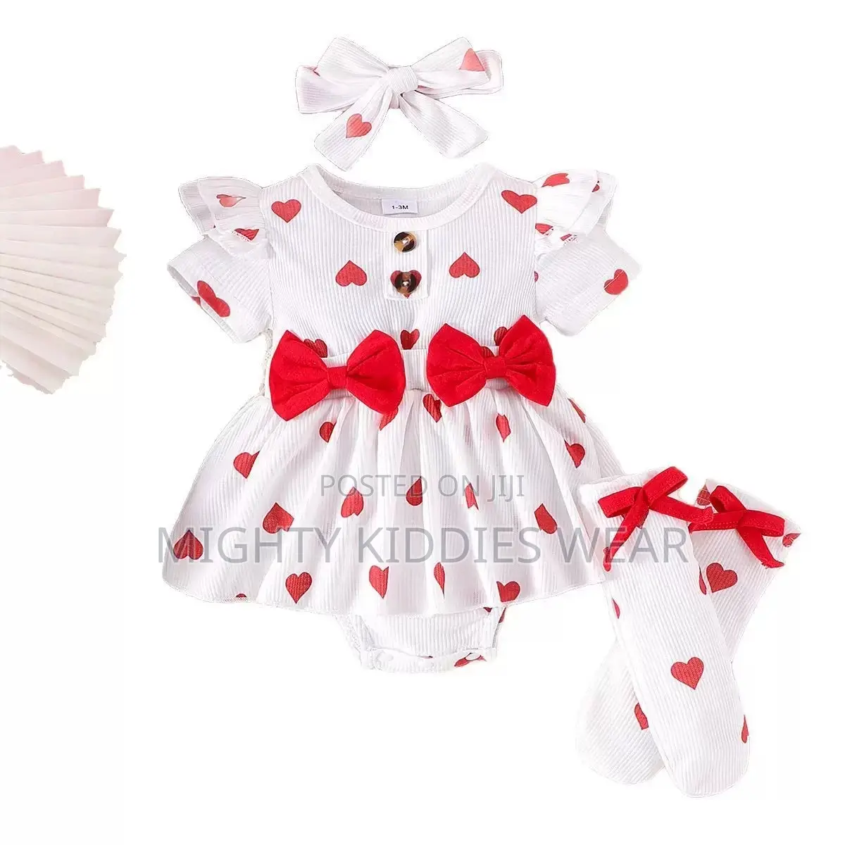 Baby Girls Bows Headband Rompers Outfit Ages 3m-9m