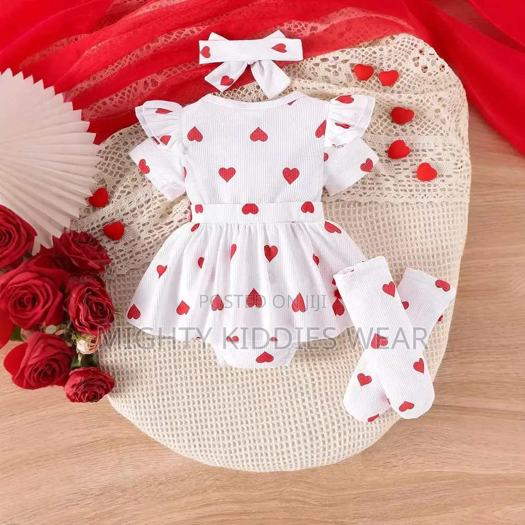 Baby Girls Bows Headband Rompers Outfit Ages 3m-9m