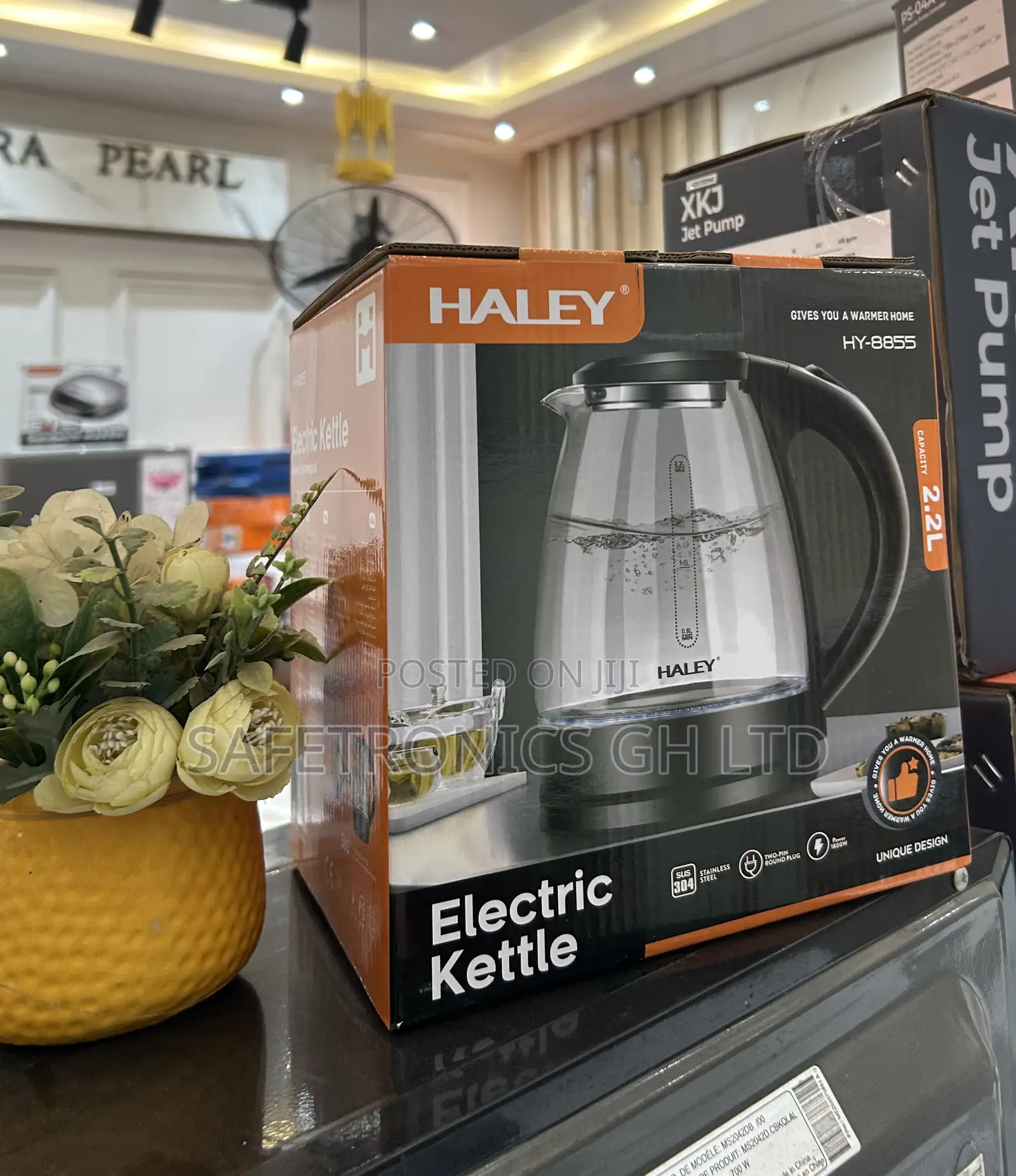 Sealed Transparent Hy-8855 2.2 Liters Haley 1800 Watts Water Kettle
