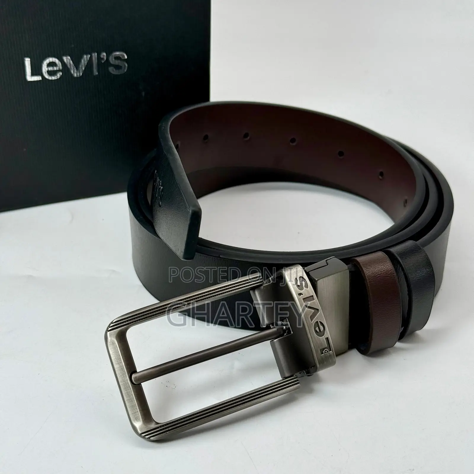 Leather Men’S Reversible Belts in Box