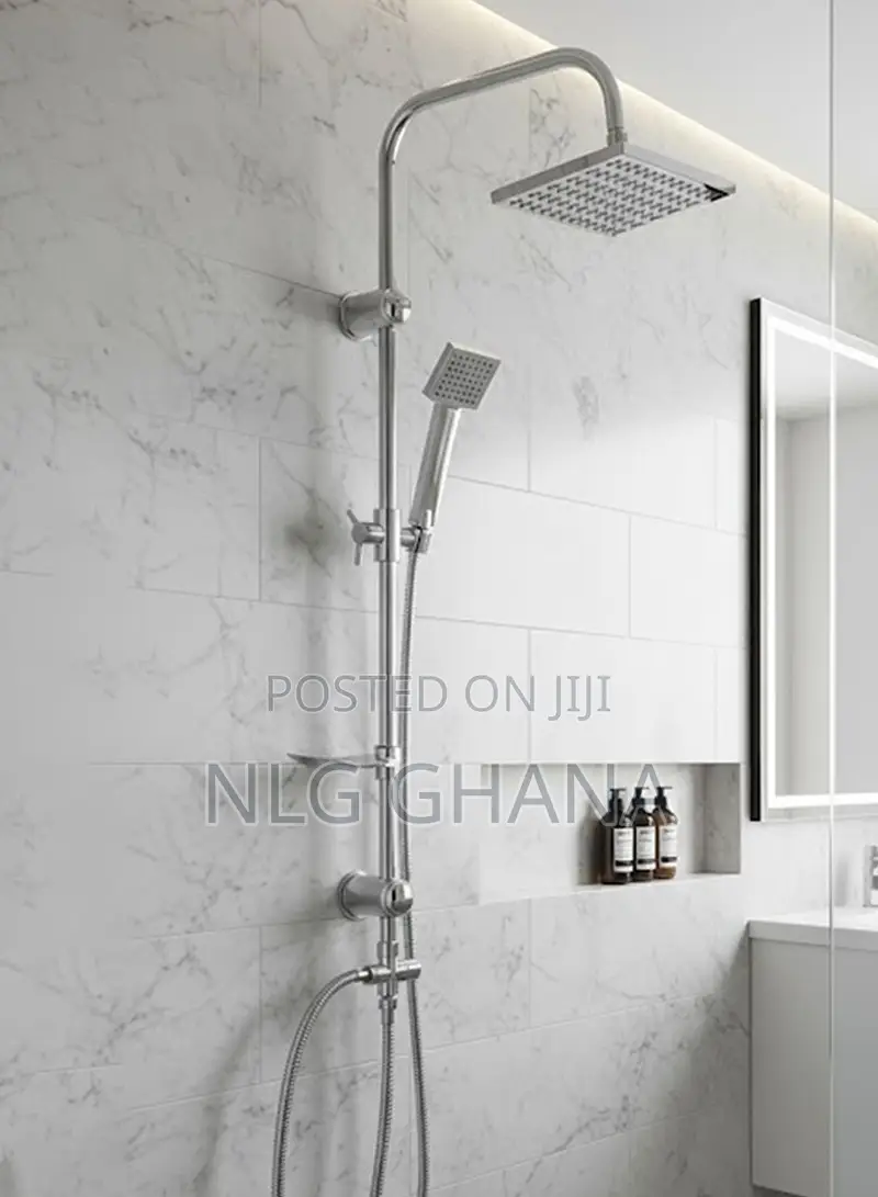 Stainless Steel Shower Set With Rainfall Overhead.