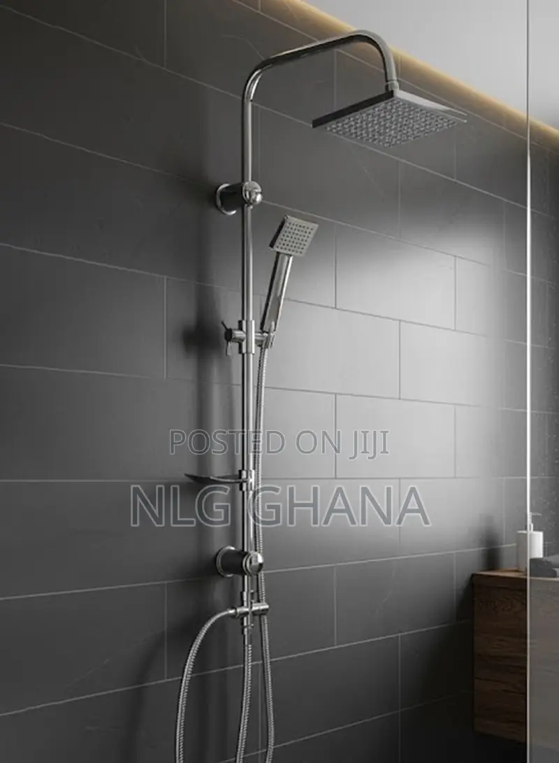 Stainless Steel Shower Set With Rainfall Overhead.