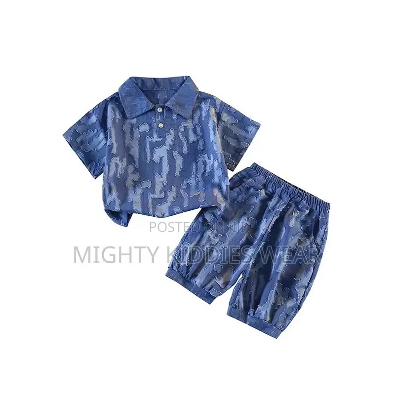 Boys Jacquard Polo Suit Short Sleeved Casual Two-Piece Set Ages 4-7yrs