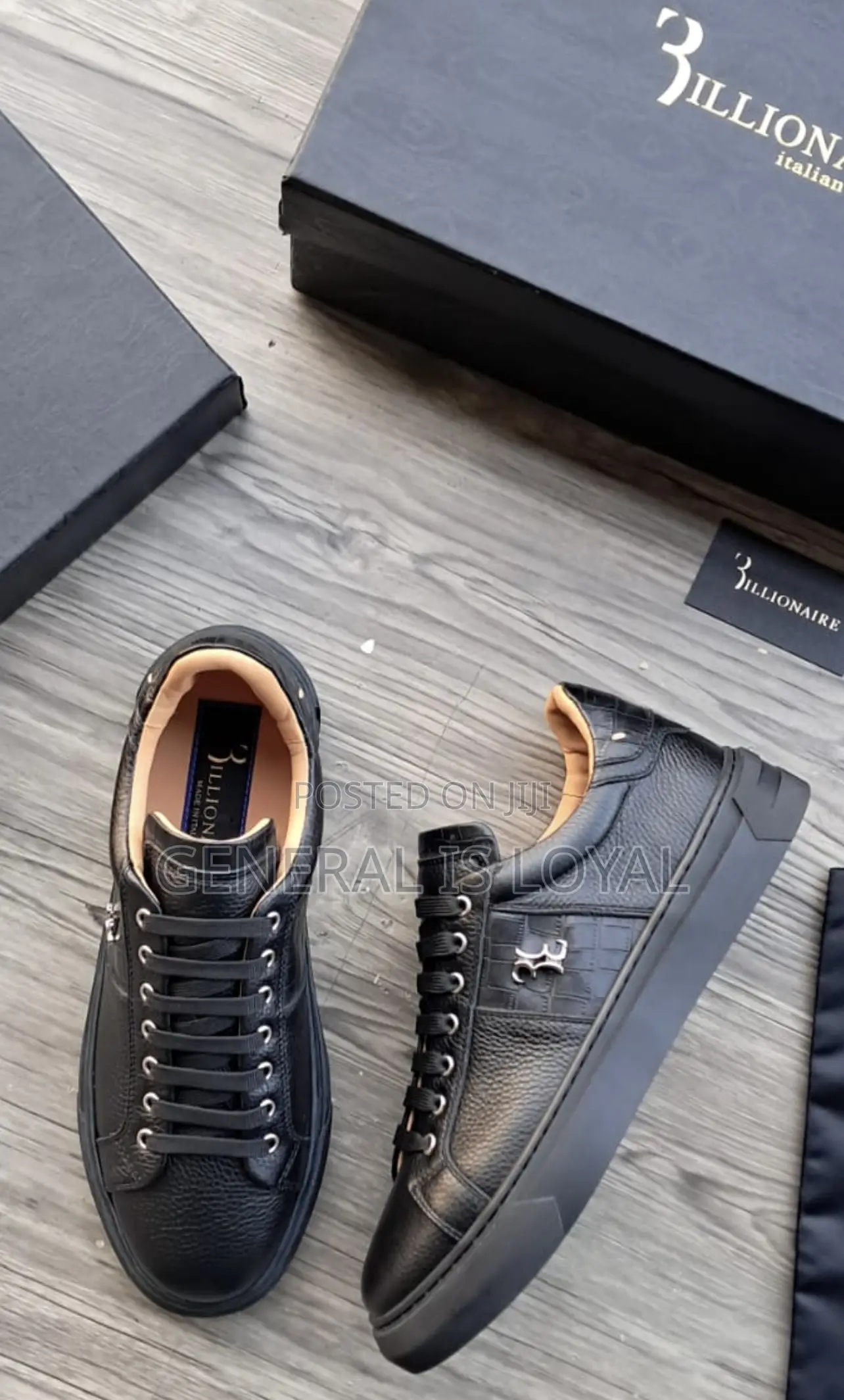Billionaire Low-top Sneaker In Navy Blue Leather