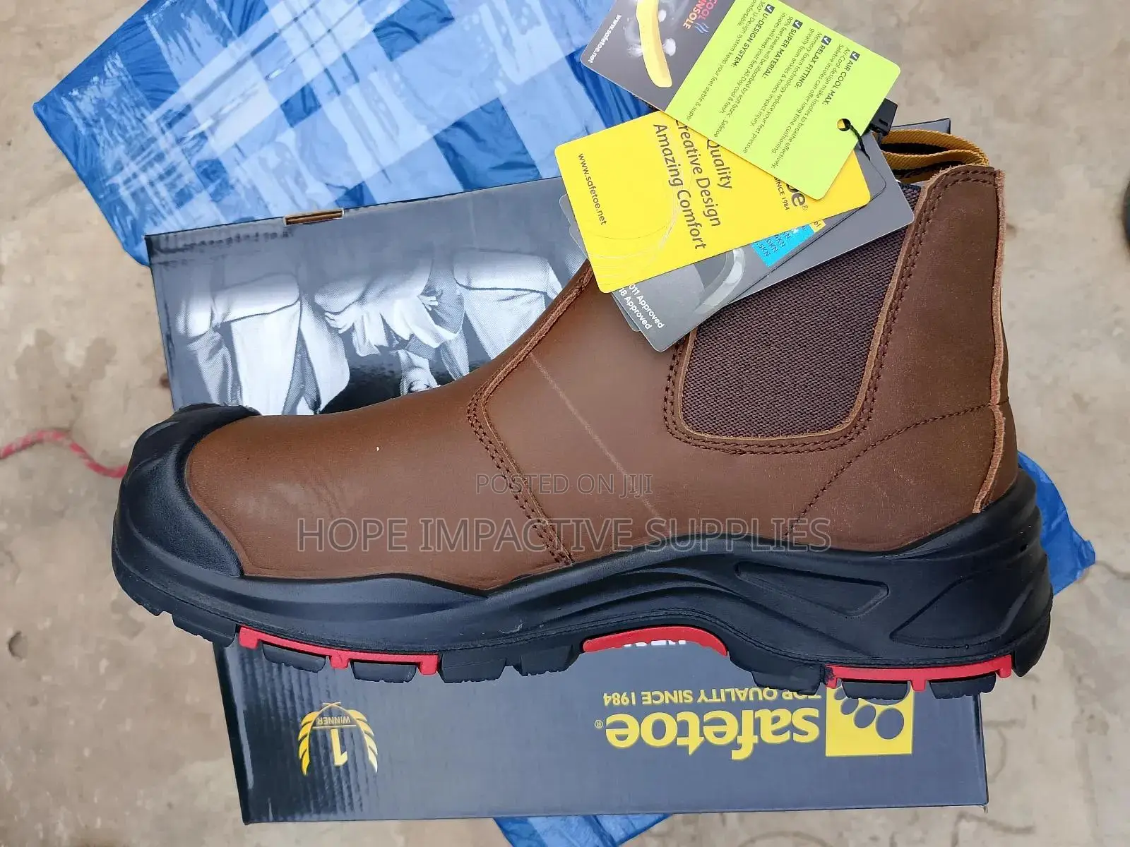 Safety Safetoe Mining Boot, Quality Waterproof Leather, Coffee Brown.