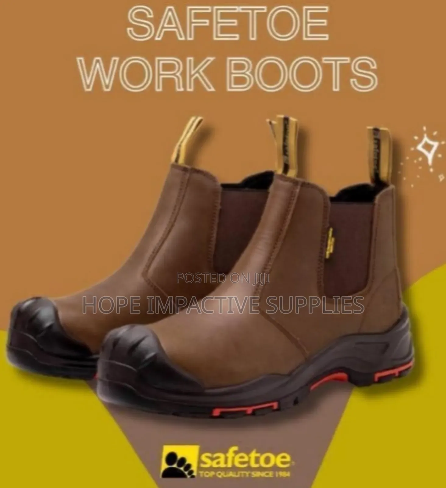 Safety Safetoe Mining Boot, Quality Waterproof Leather, Coffee Brown.