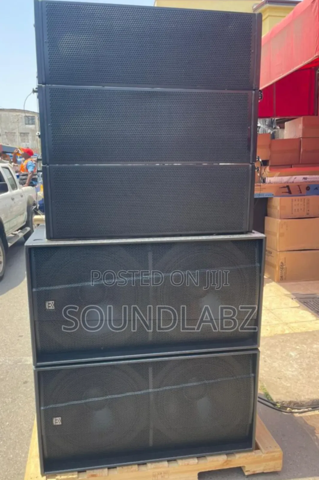 3piece 12inches Line Array Speakers With Martins Audio Bass & Rack Set