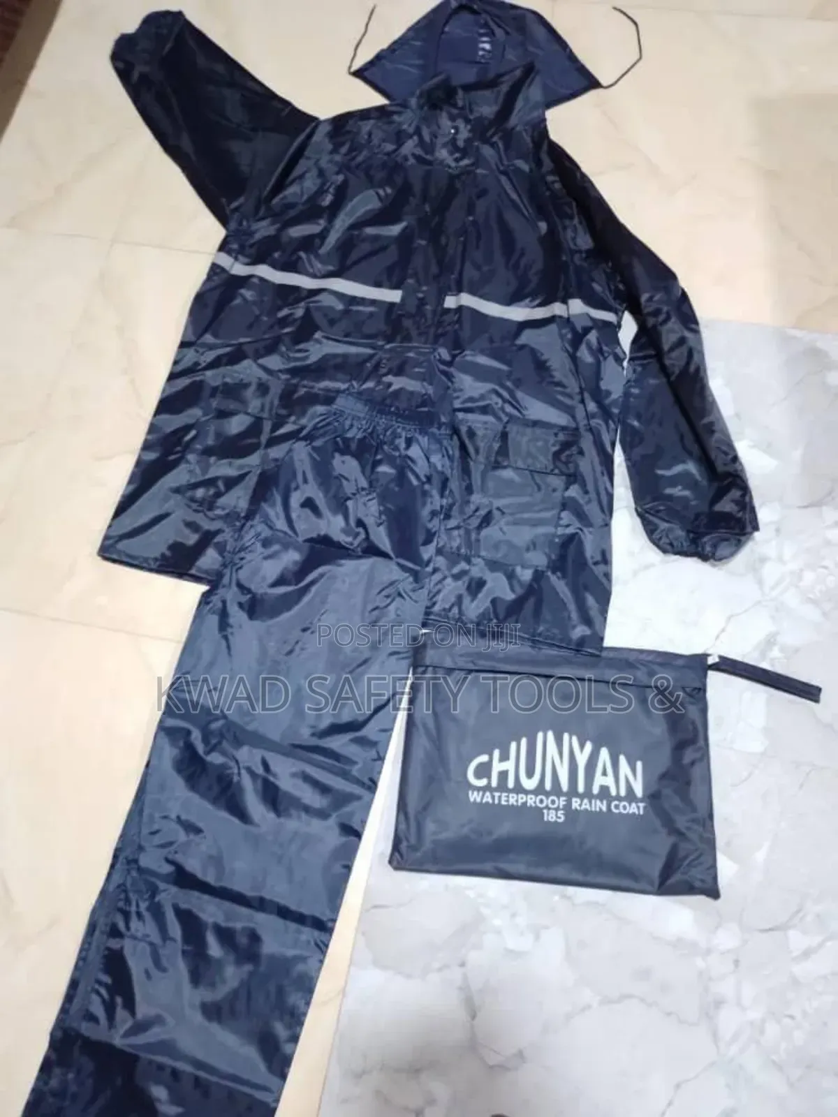 Blue Black Straight Raincoat