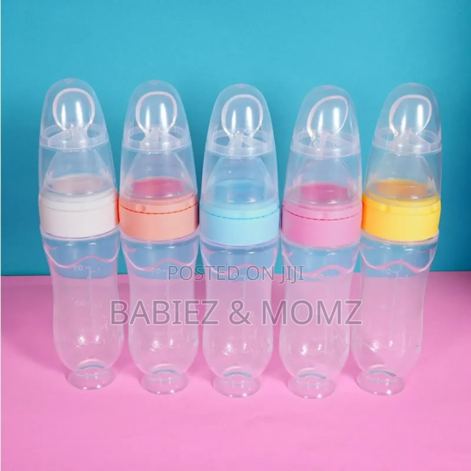 Squeeze Silicone Baby Feeding Bottle With Spoon Suction Base