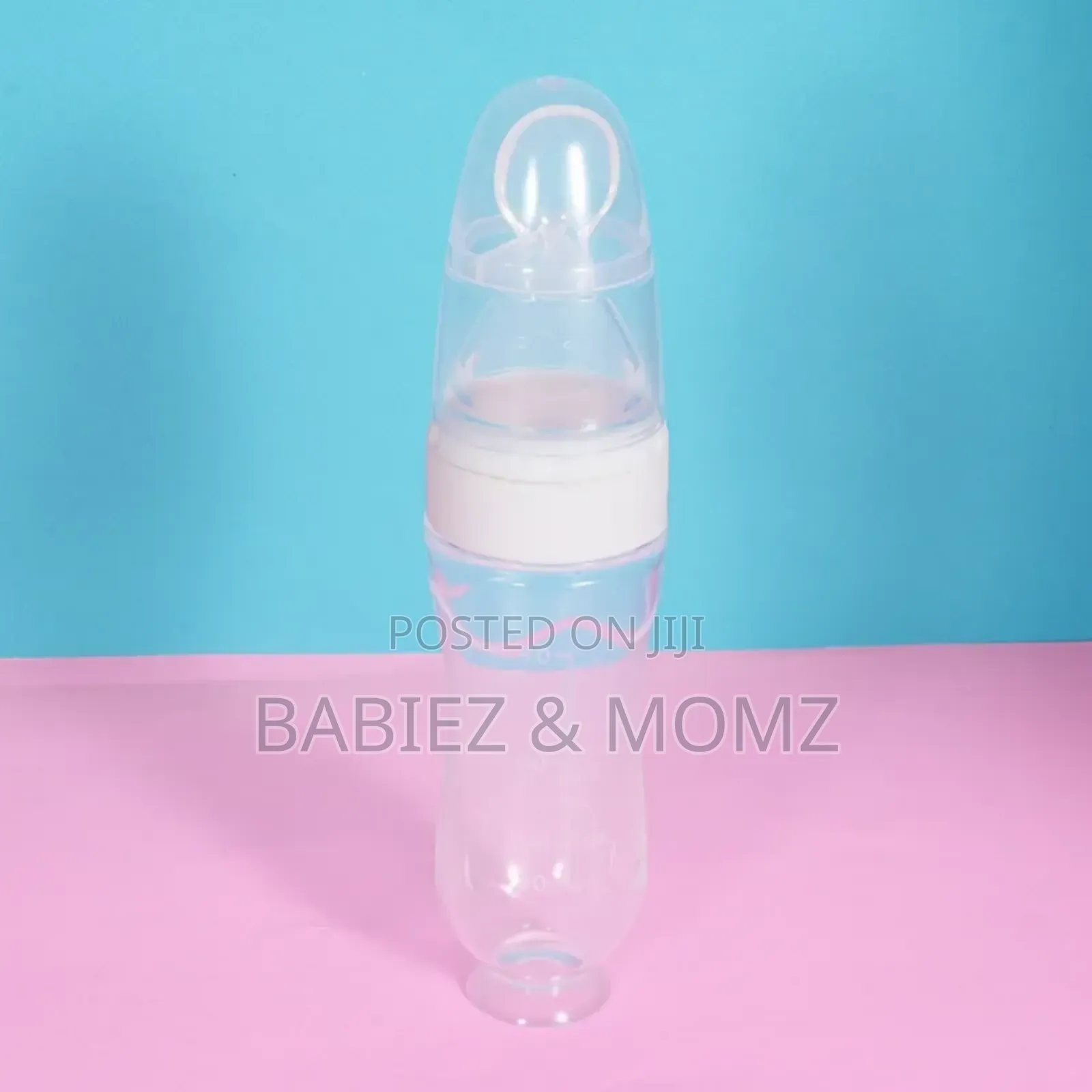 Squeeze Silicone Baby Feeding Bottle With Spoon Suction Base
