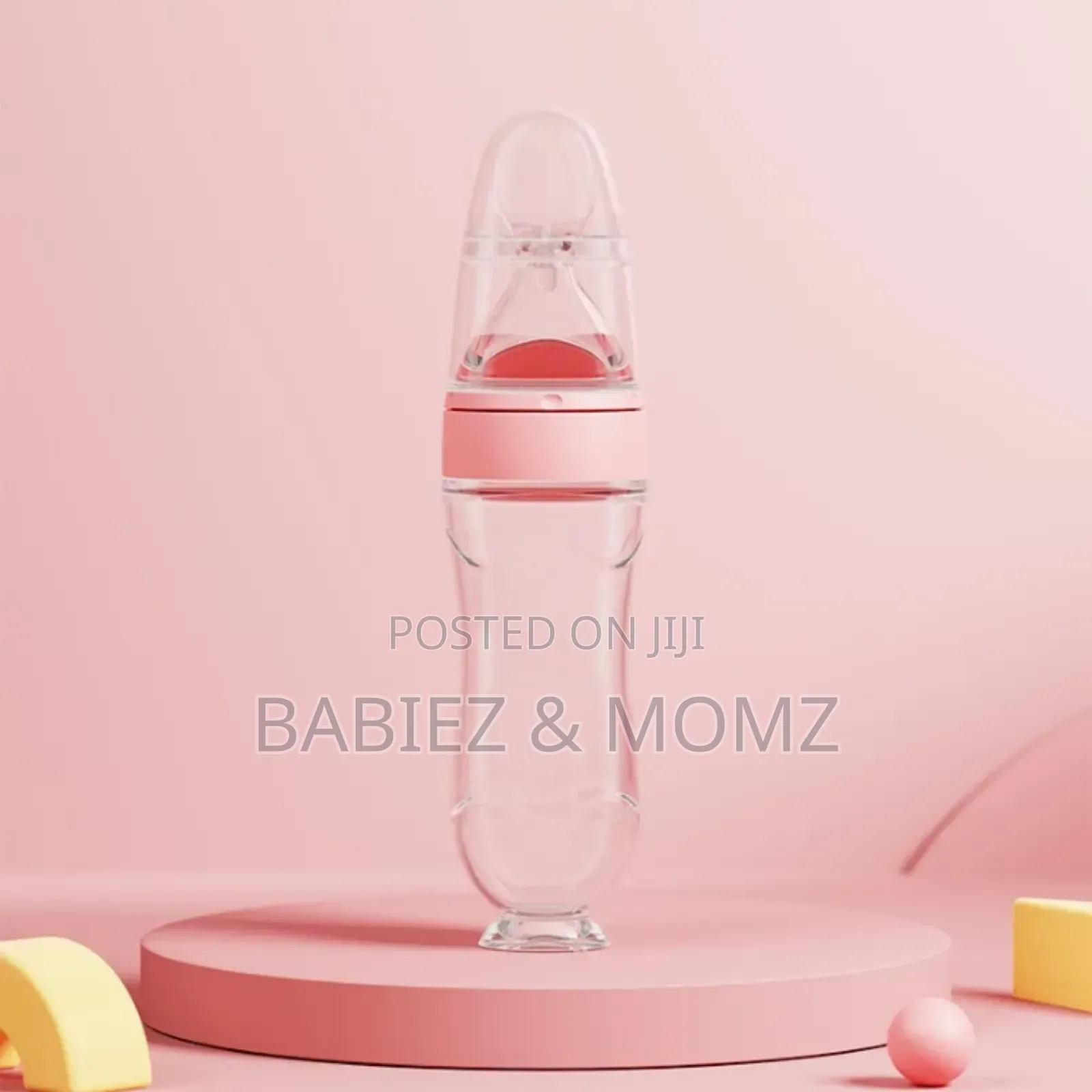 Squeeze Silicone Baby Feeding Bottle With Spoon Suction Base