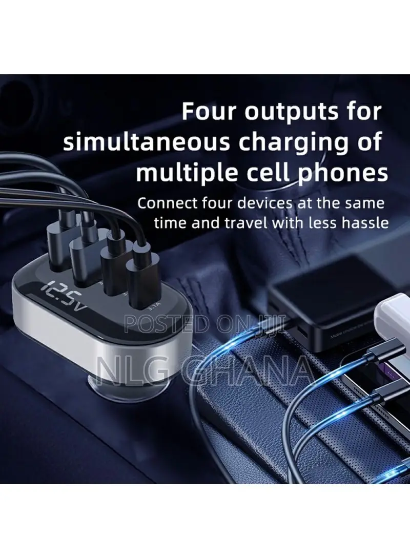 Usb-a + Type-C 4-Port Car Charger Fast Charging Adapter. Tvx29455