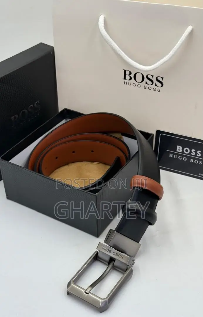 Boss Leather Reversible Belt in Box Neatly Packaged