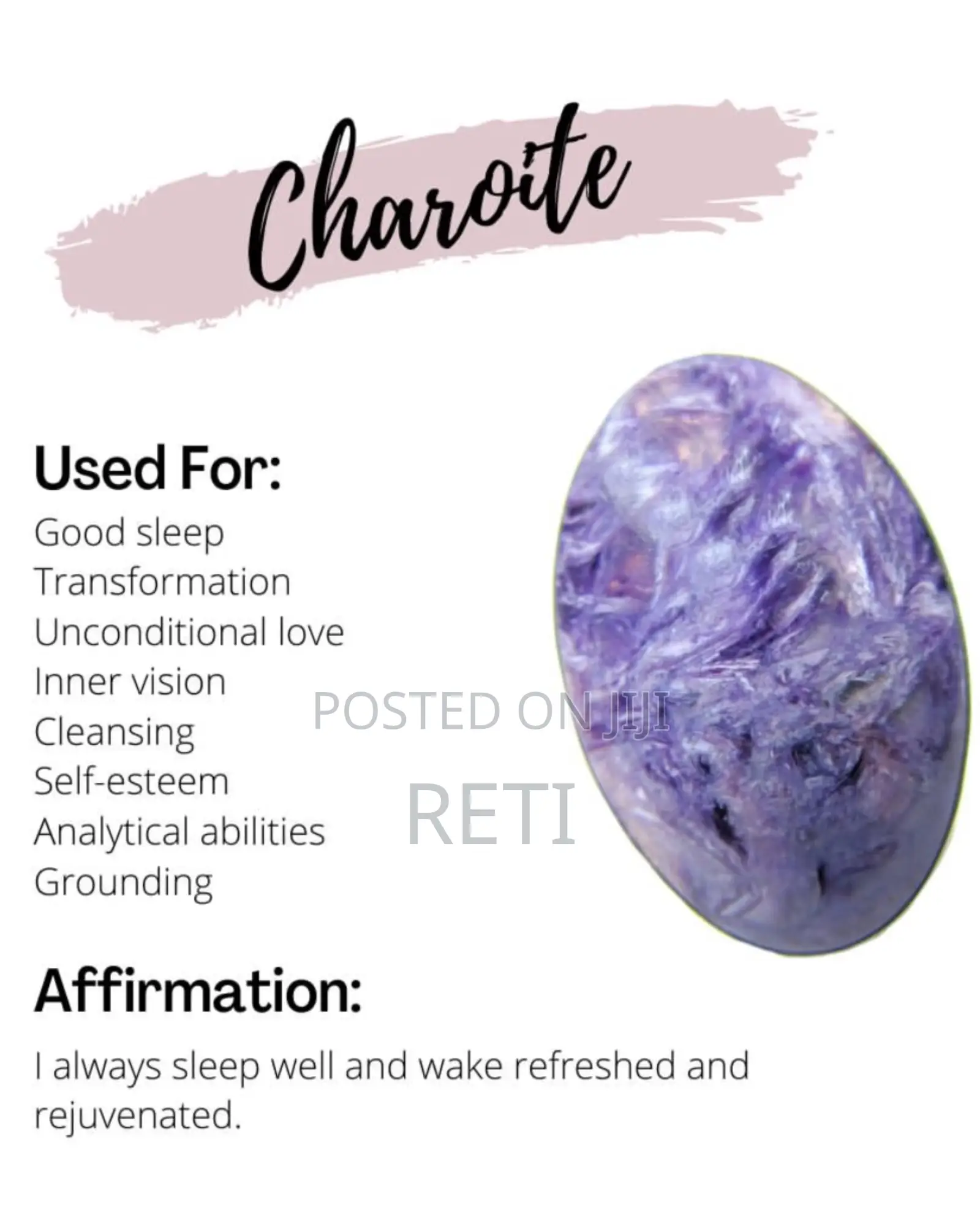 Small Charoite Stone of Transformation. Change Your Life.