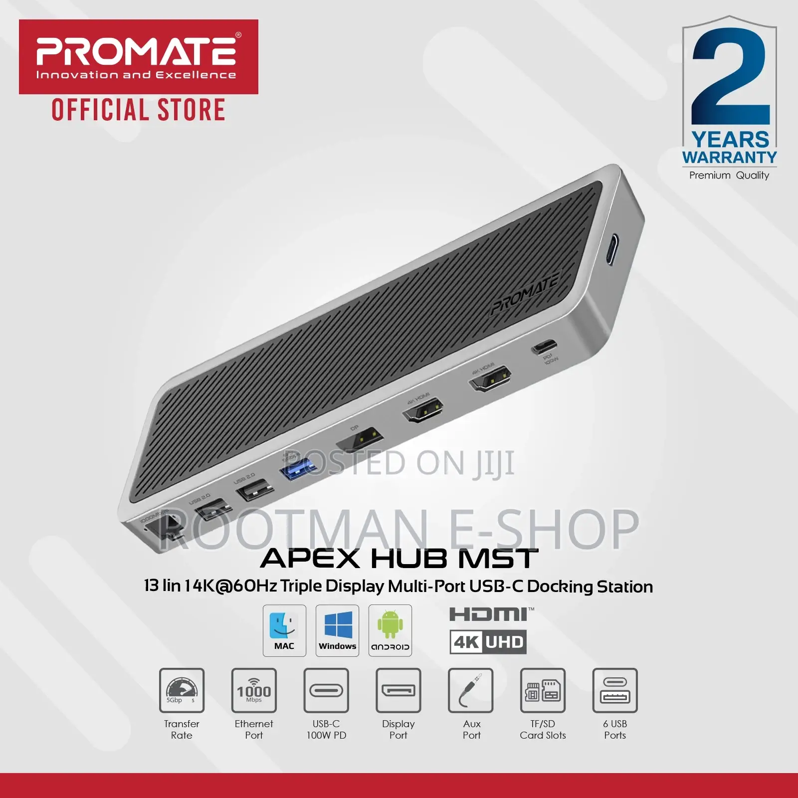  at 60hz Triple Display Multi-Port Usb-C Docking Station
