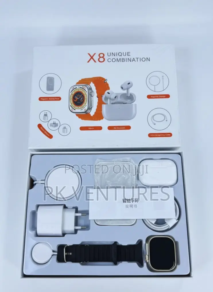 X8 Unique Smart Watch With Airpods and Other Accessories
