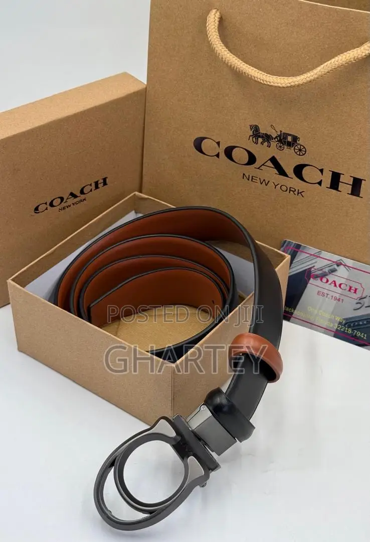 Coach New York Reversible Leather Belt With Signature Buckle