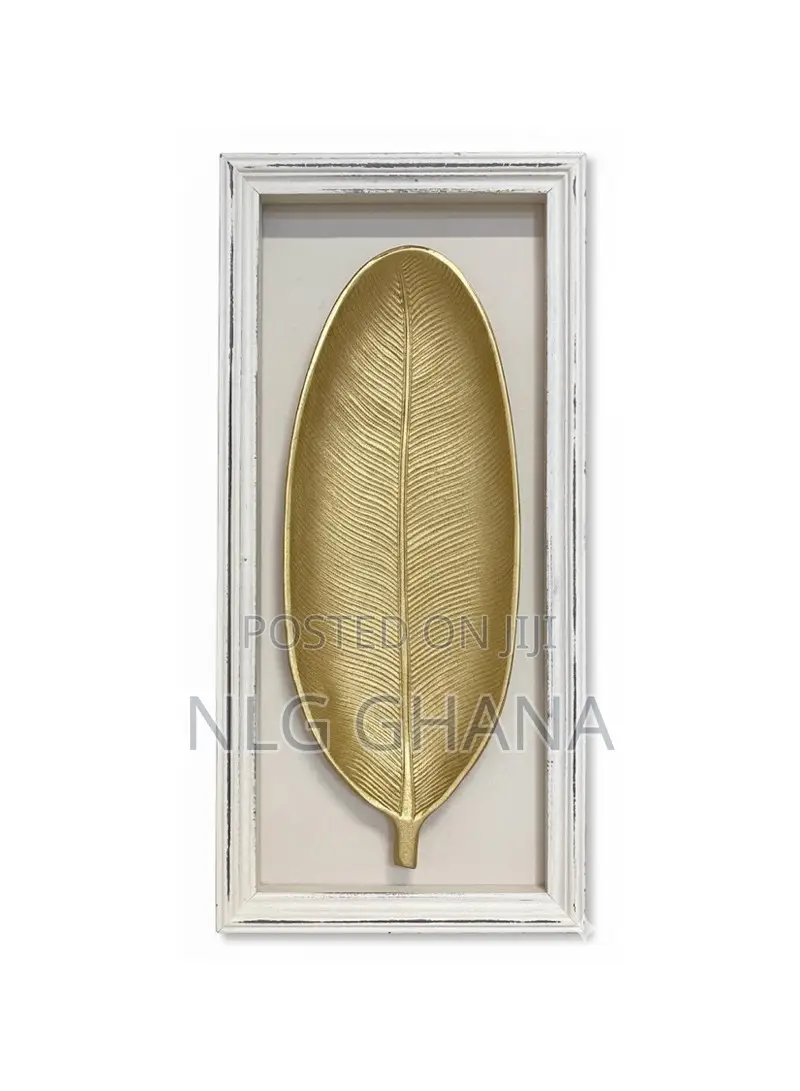 Golden Leaf Wall Art Wooden Frame | Modern 3d Leaf. Ghx7537