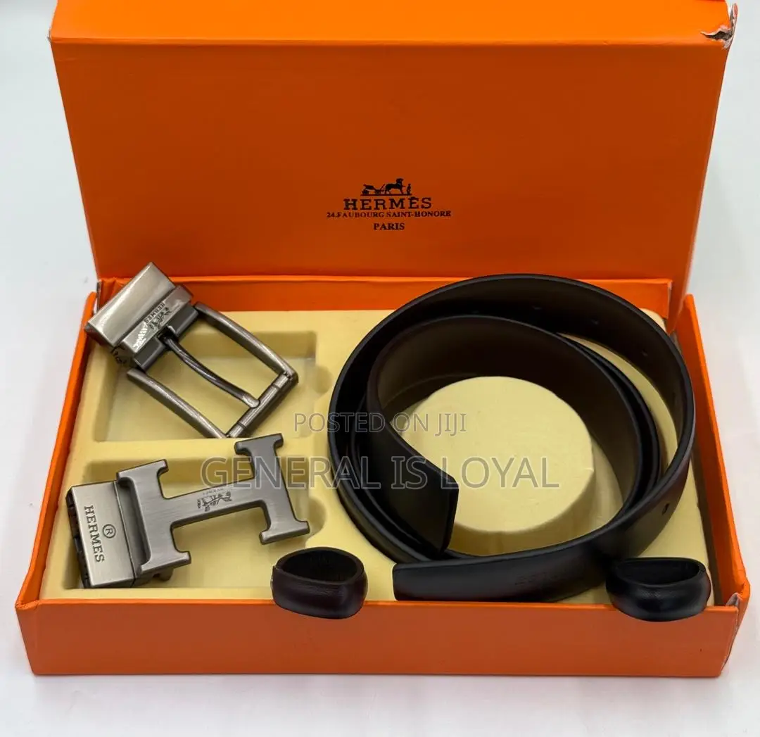 Hermes Leather Reversible Belt With Two Hook