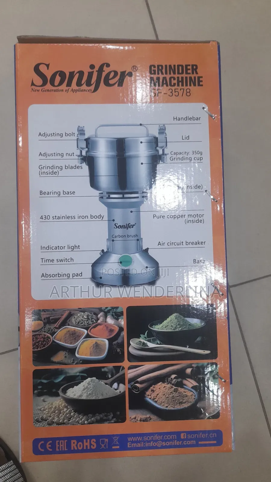 350 Gram Sonifer Sf-3578 Multipurpose High Speed Grinder Machin 1800w