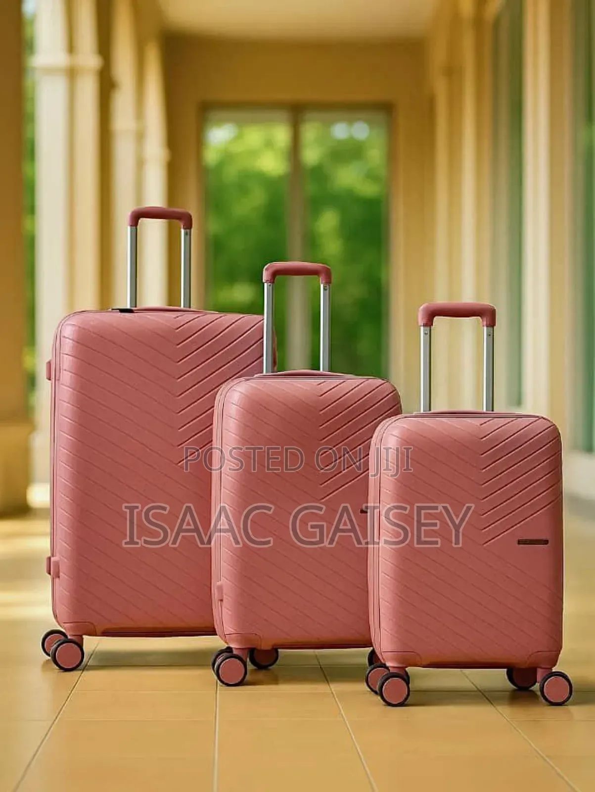 3set Durable Waterproof Anticrake Luggages In Gray/Rose Gold Colors