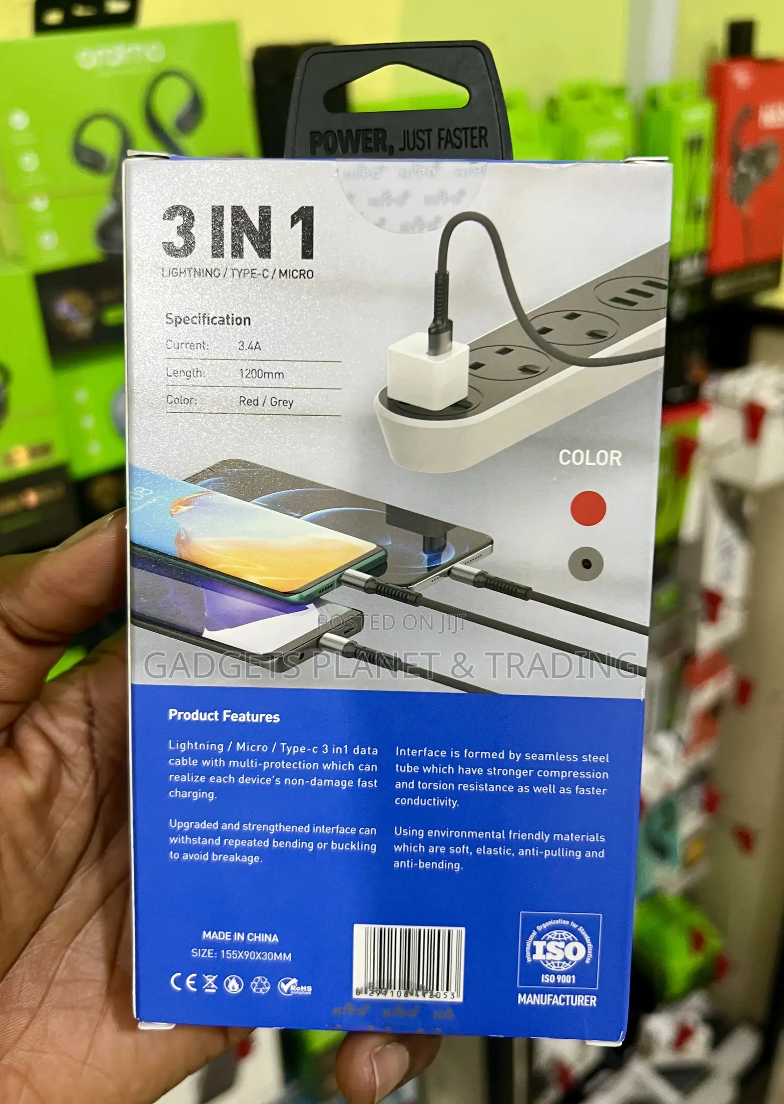 Nippo 3in1 Fast Charging Cable for Lightning Usbc Micro Usb - Np-35