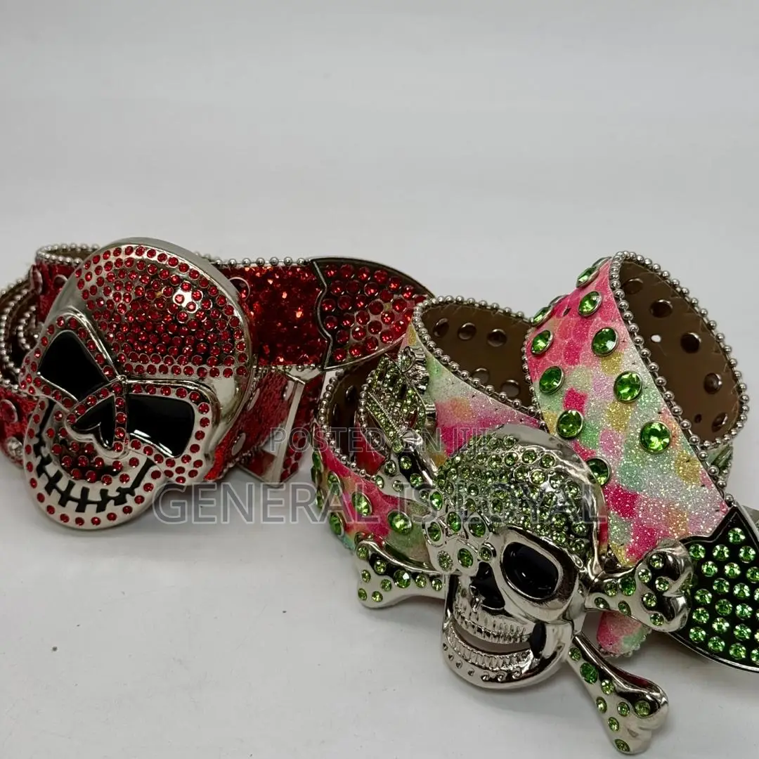 Skeleton Head Rhinestone Belt