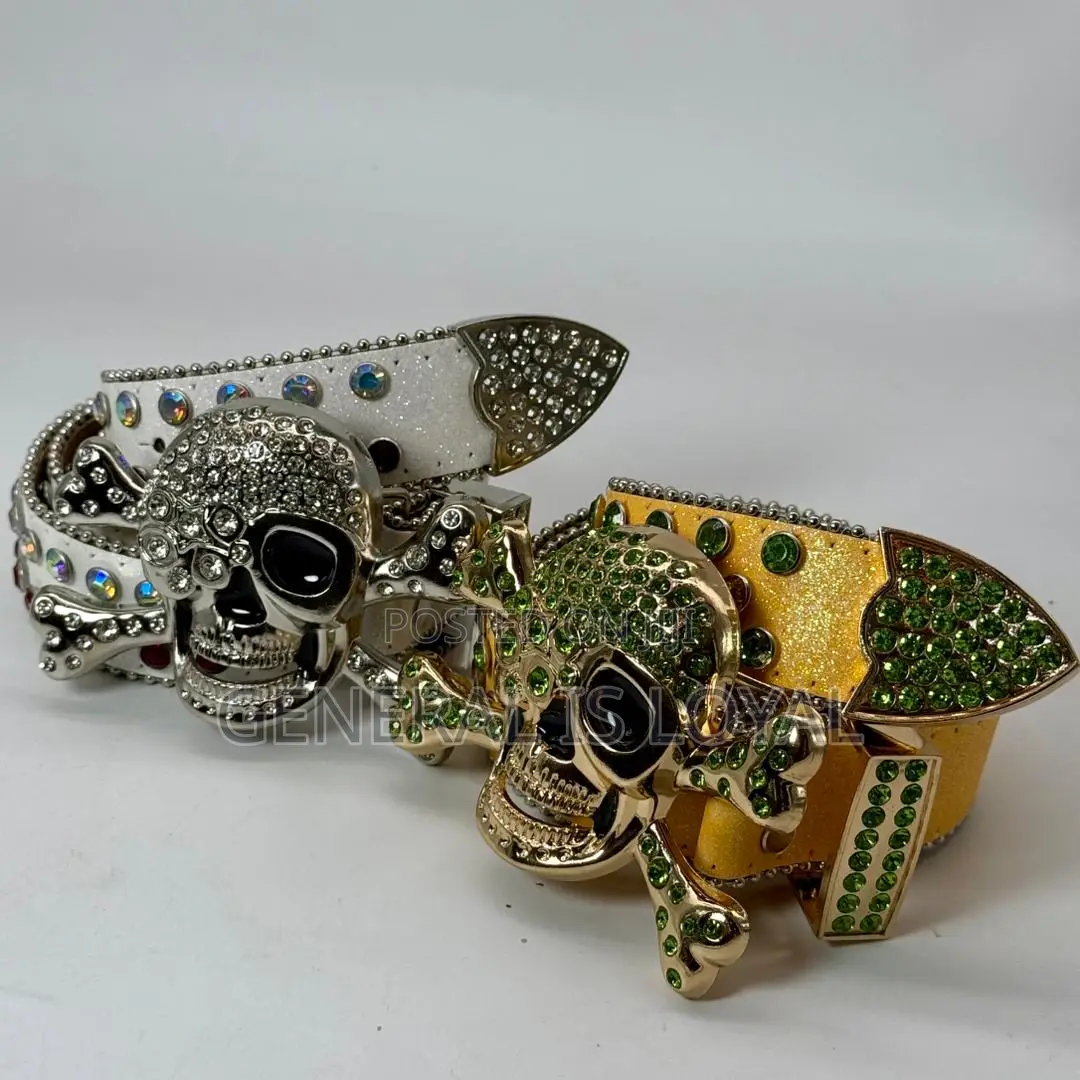 Skeleton Head Rhinestone Belt