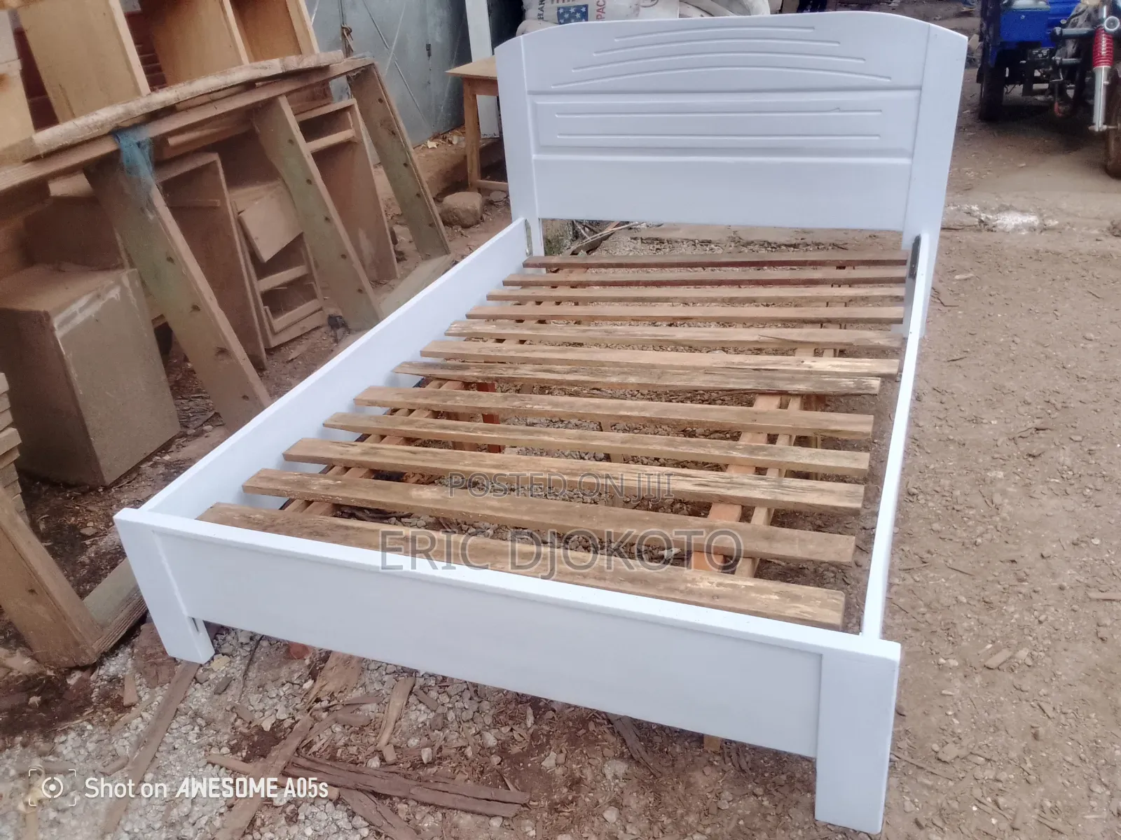 White Wooden Double Bed