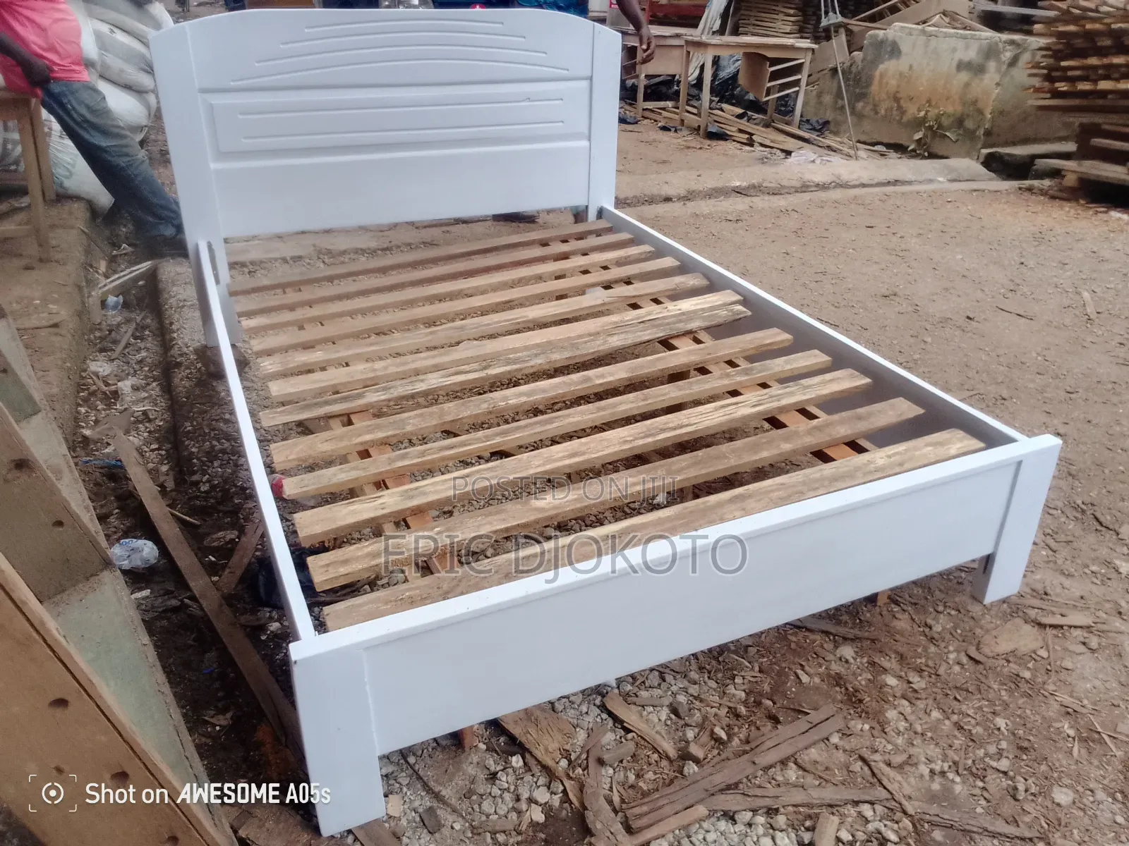 White Wooden Double Bed