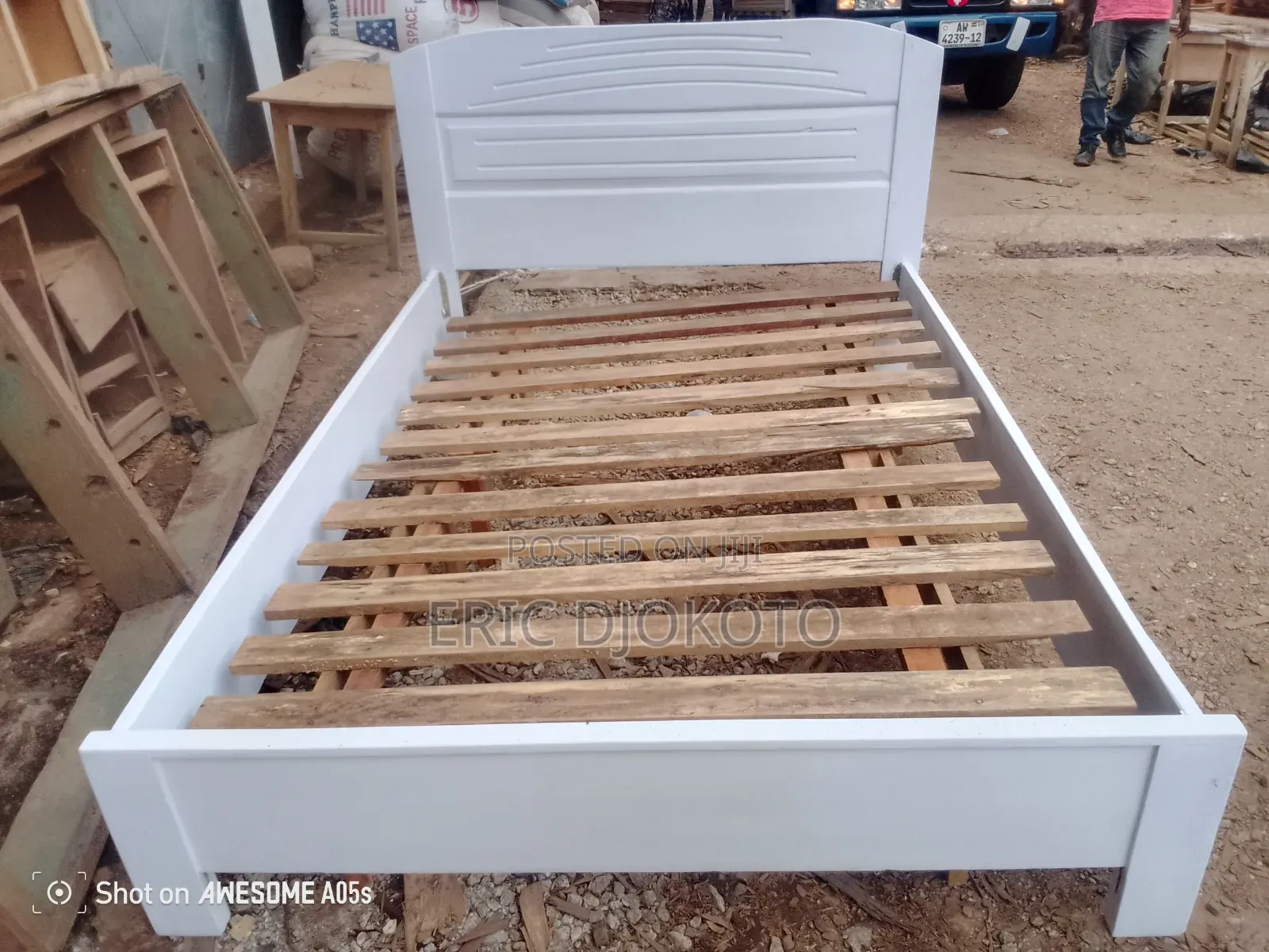 White Wooden Double Bed