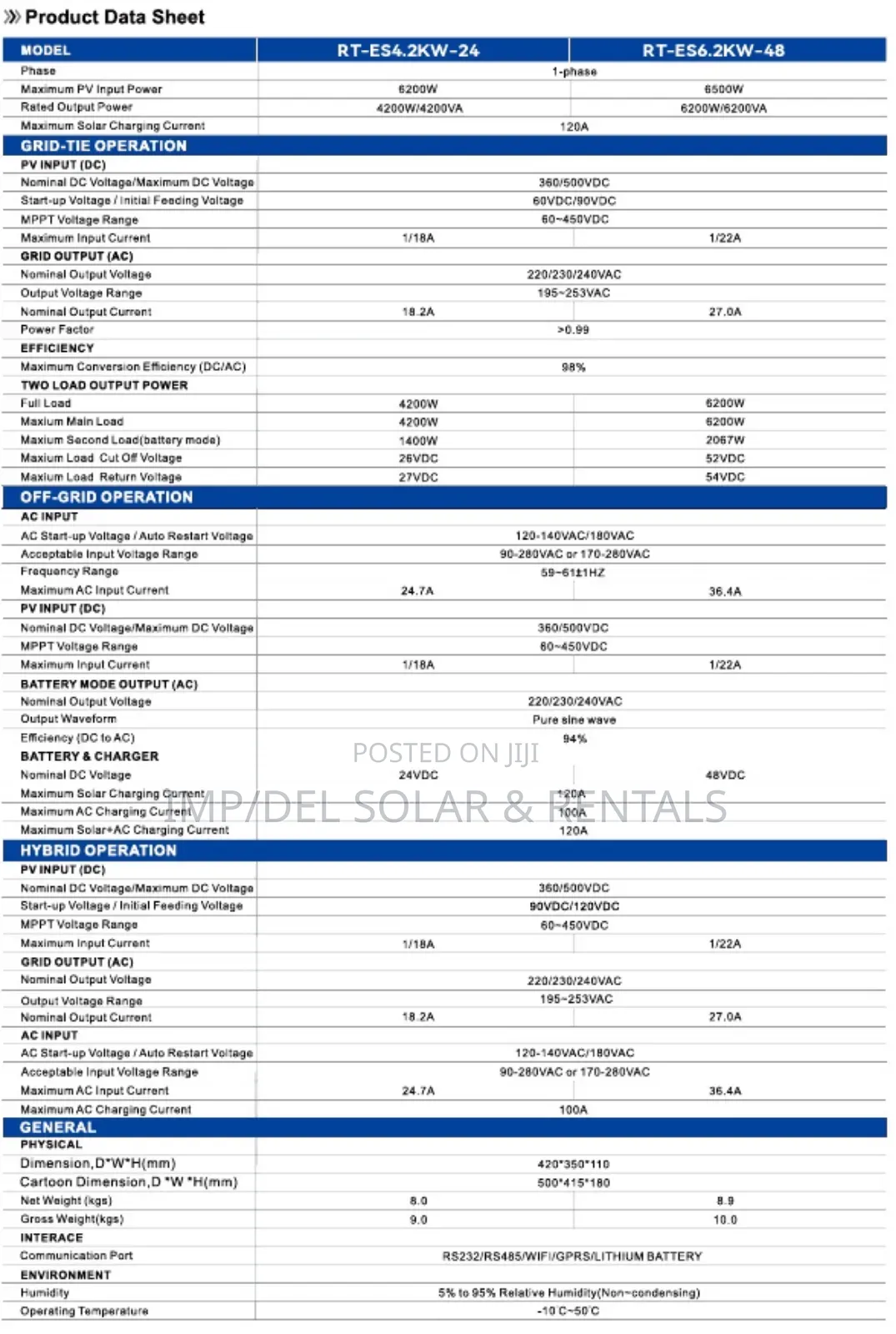 6.2kw 48v Solar Hybrid Inverter