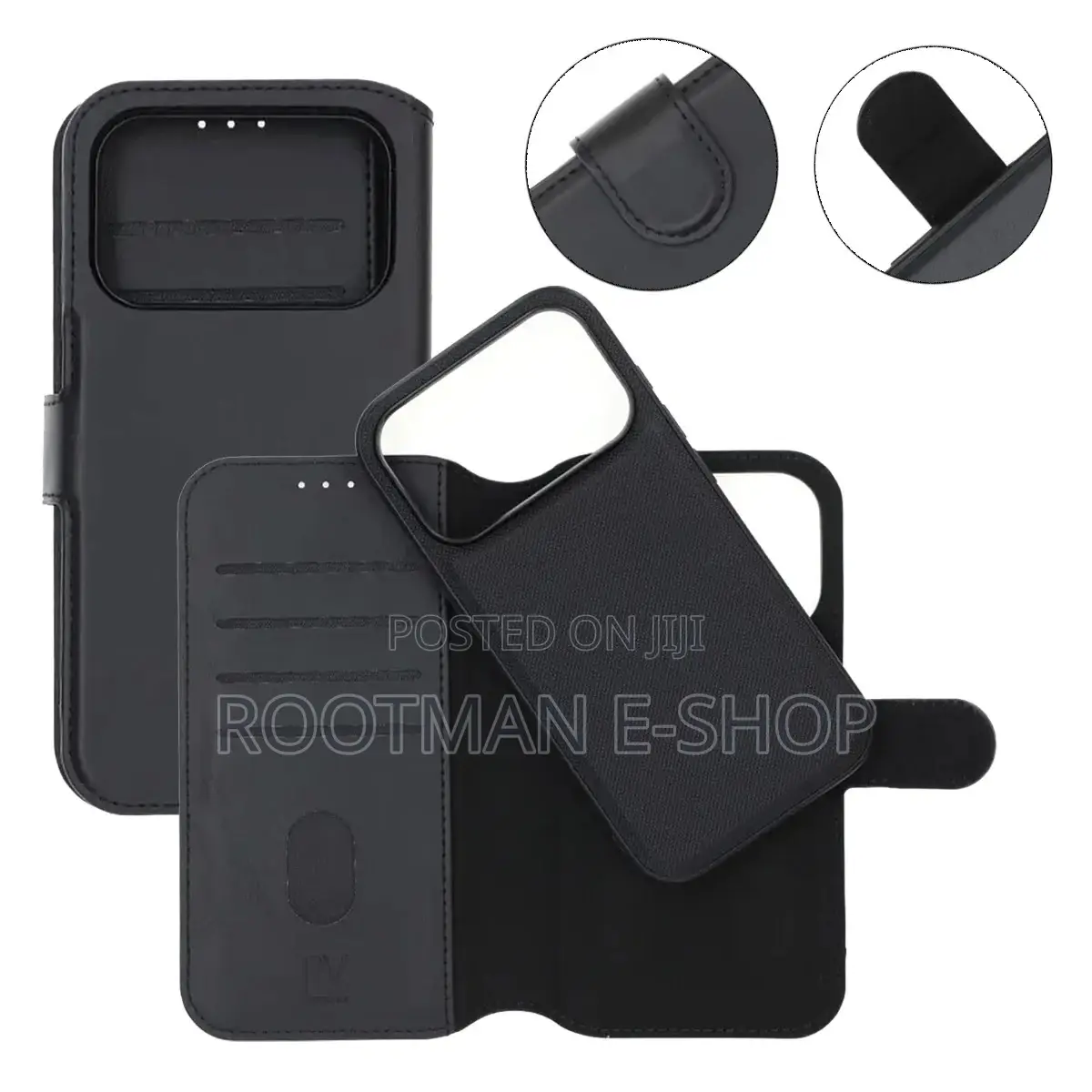 Rvelon Wallet Case Magnet for iPhone 17 ,17 Pro and 17 Pro Max - Black
