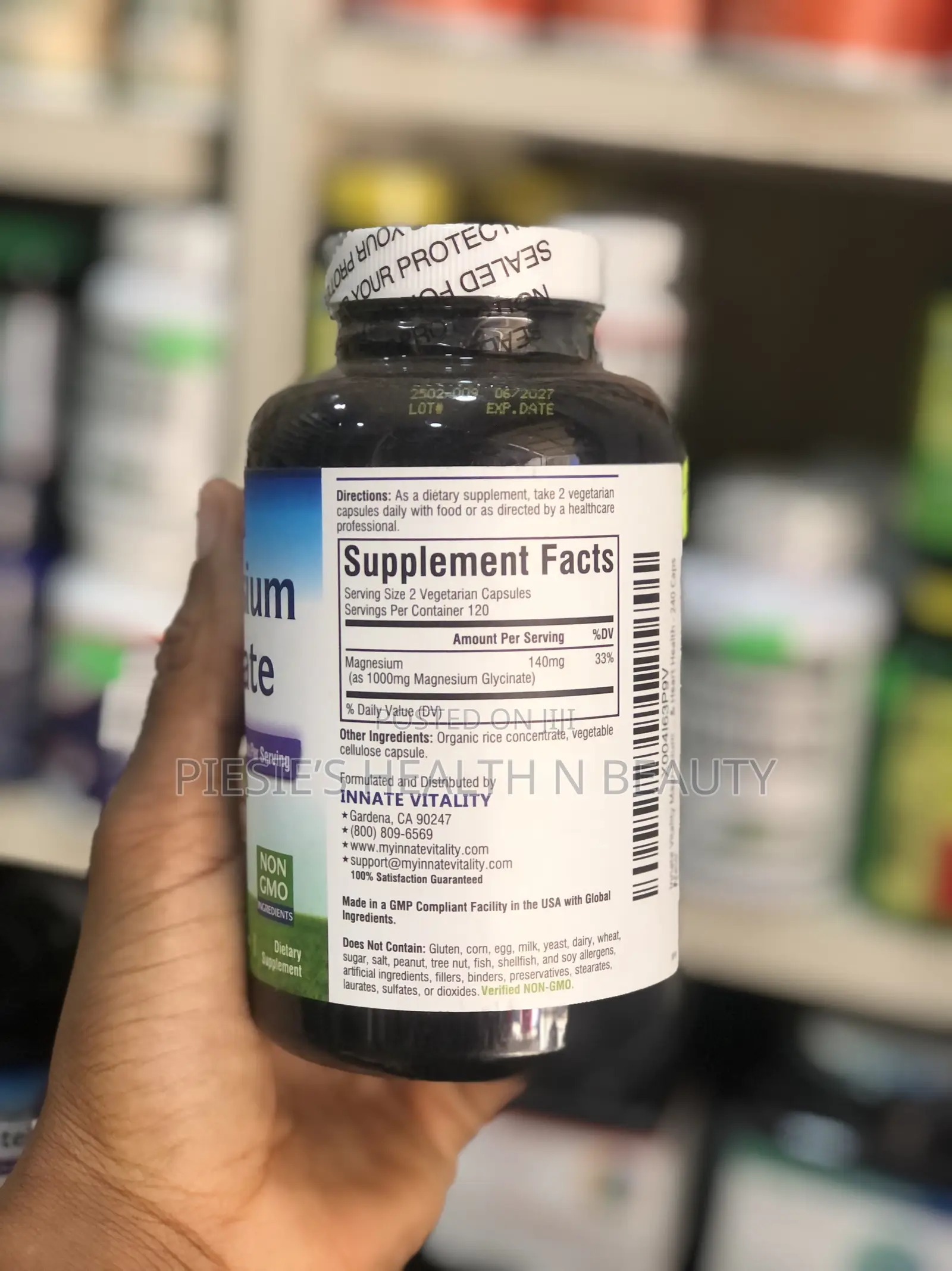 Innate Vitality Magnesium Glycinate 1000mg, 240 Capsules