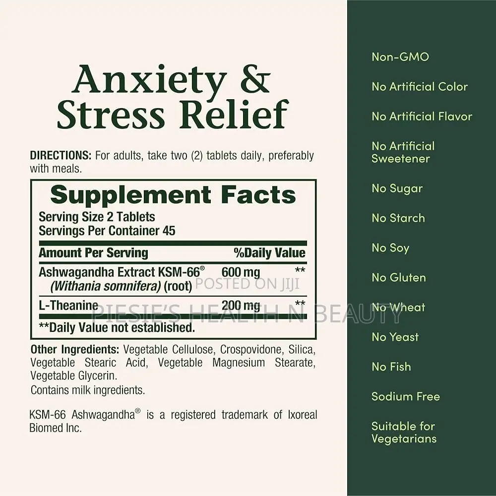 Nature's Bounty Anxiety Stress Relief Ashwagandha KSM-66, 90 Count