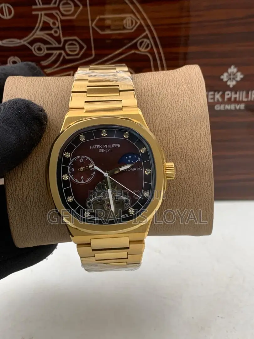 Patek Philippe Gold Wine Dial  Automatic Mens Watch