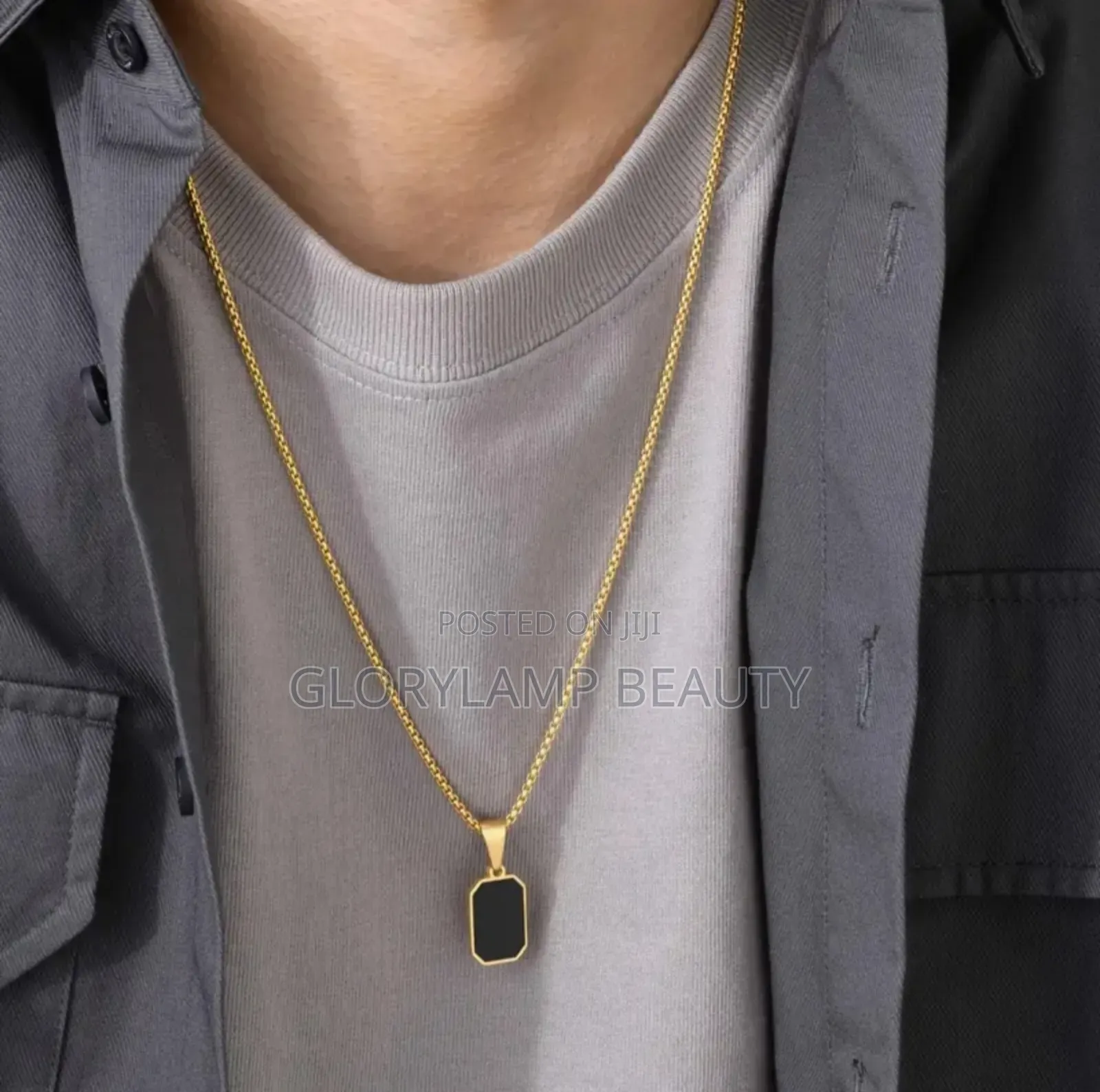 Elegant Unisex Rectangle Pendant Necklace