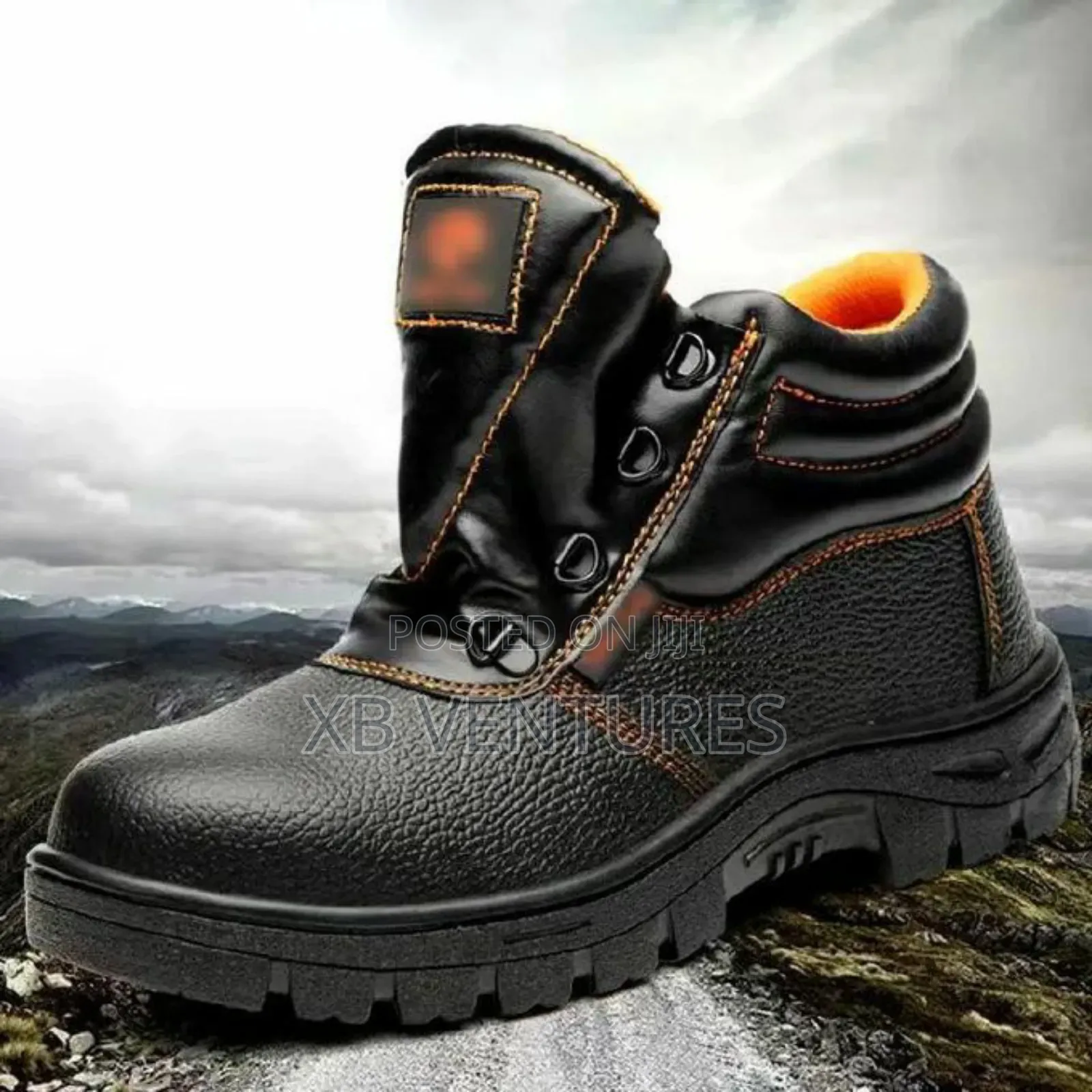 Waterproof High Top Leather Lace Up Boot Black