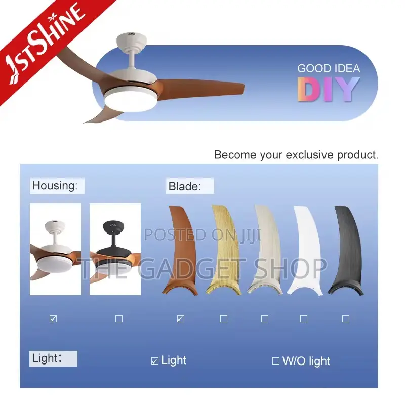 Ceiling Fan With Light (White Brown)