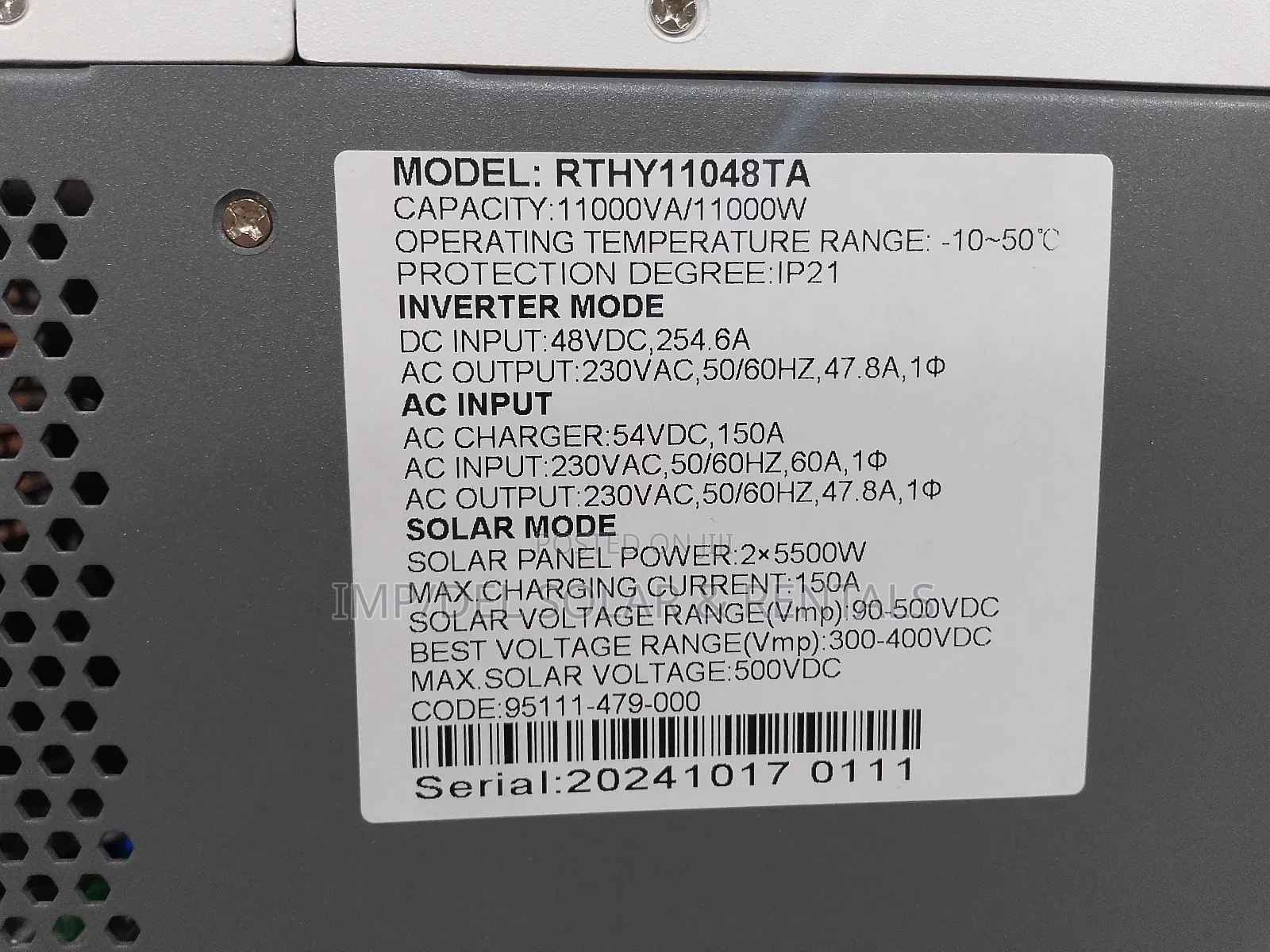 48v 11kw Solar Inverter Super Efficiency Hybrid