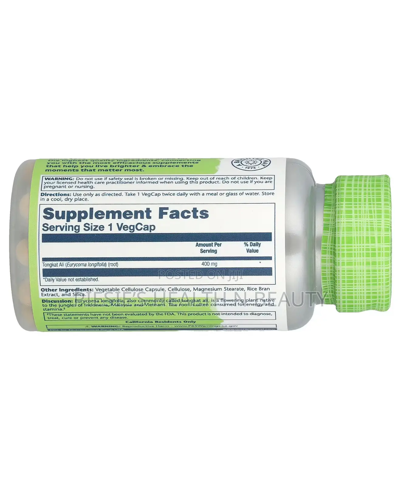 Solaray Tongkat Ali 400 Mg,Herbal Support for Men's Health Vitality.