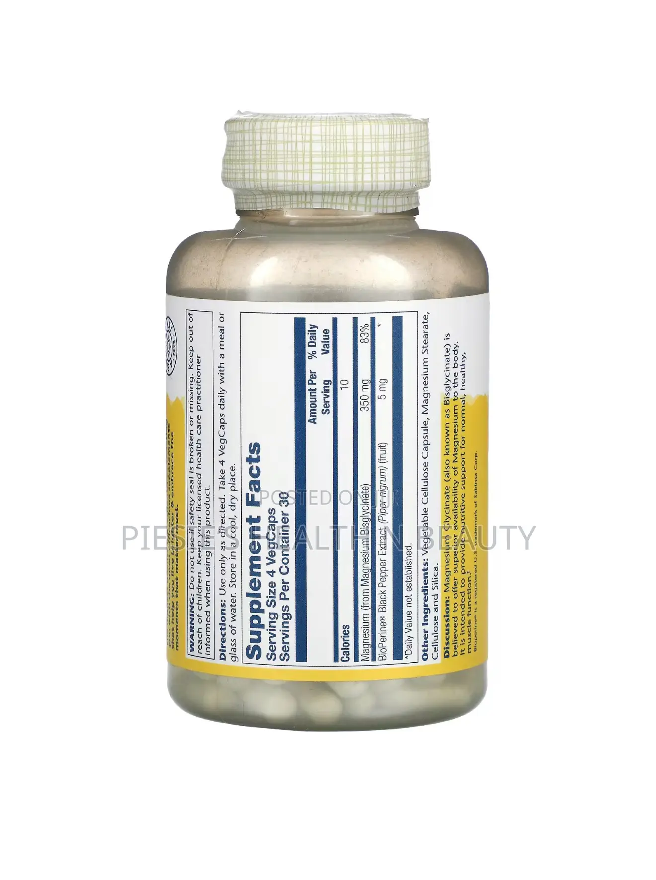 Solaray Magnesium Glycinate 350 Mg, 120 Capsules