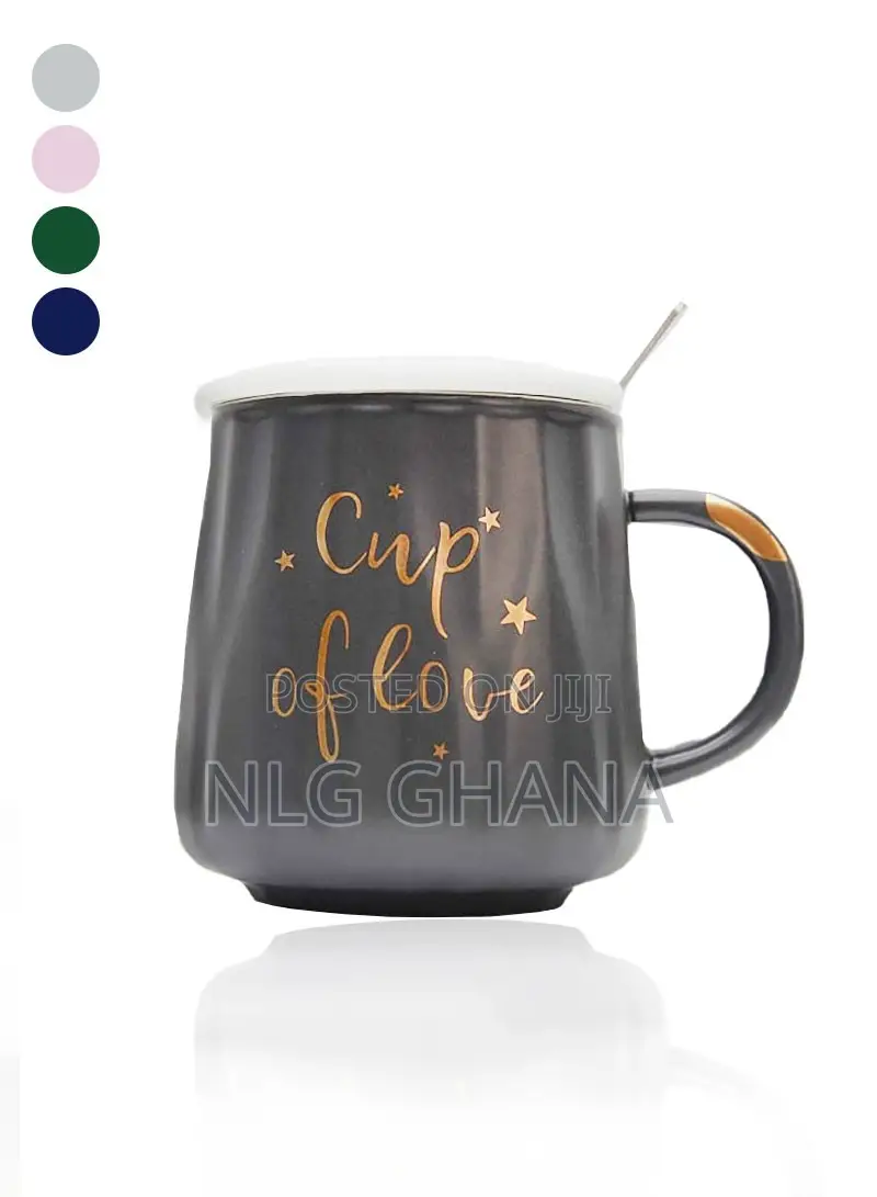 450ml Ceramic Coffee Mug With Ceramic Lid Spoon. Ghx1571