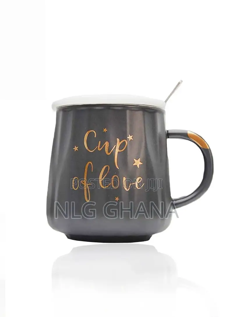 450ml Ceramic Coffee Mug With Ceramic Lid Spoon. Ghx1571