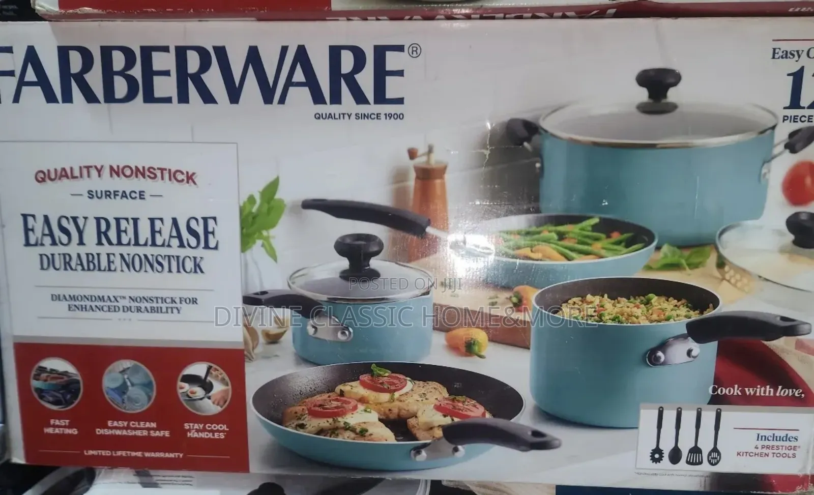 Farberware Easy Clean 12 PCS Nonstick Cookware Set With Cooking Tools