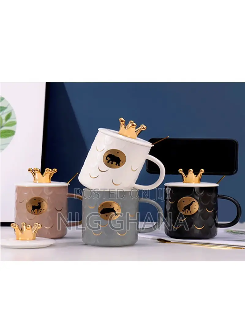 450ml Elephant Ceramic Mug With Ceramic Lid Spoon.
