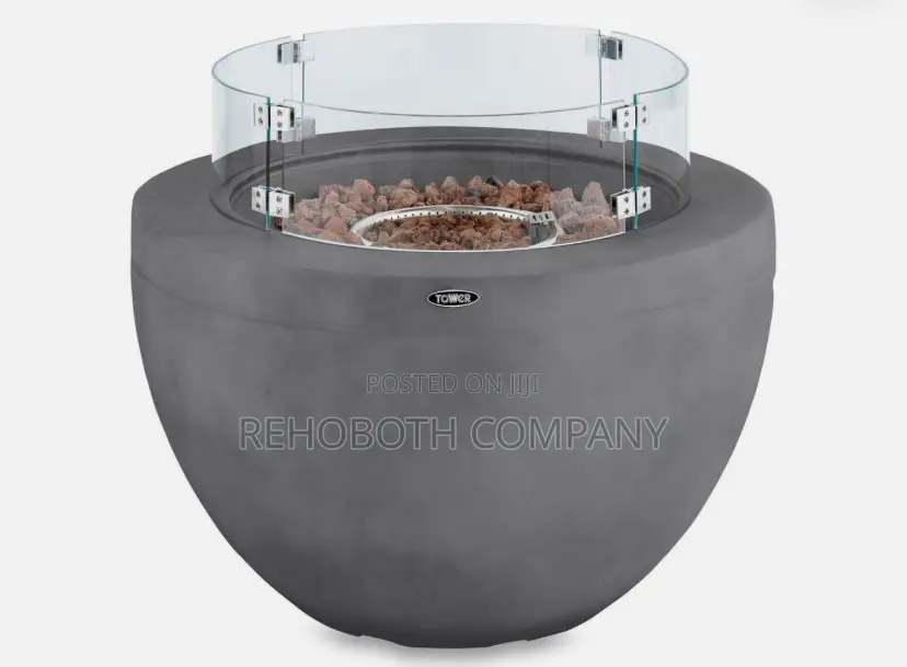 Tower Magna Gas Fire Pit With Smokeless Flame, Round, Magnesium Oxide