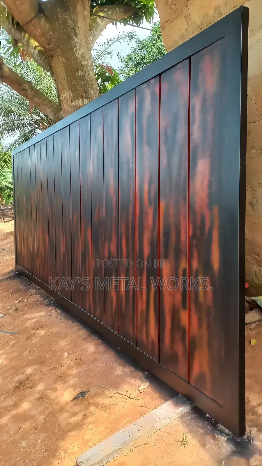 Modern Metal Gate With Wood-Look Finish | Custom Made